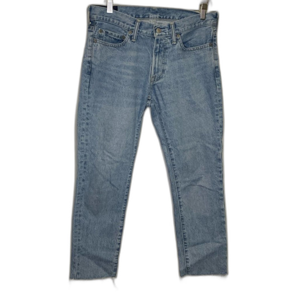 Abercrombie & Fitch Langdon Blue Light Wash Slim Frayed Hem Jeans Size 29 X 26 - Picture 2 of 13